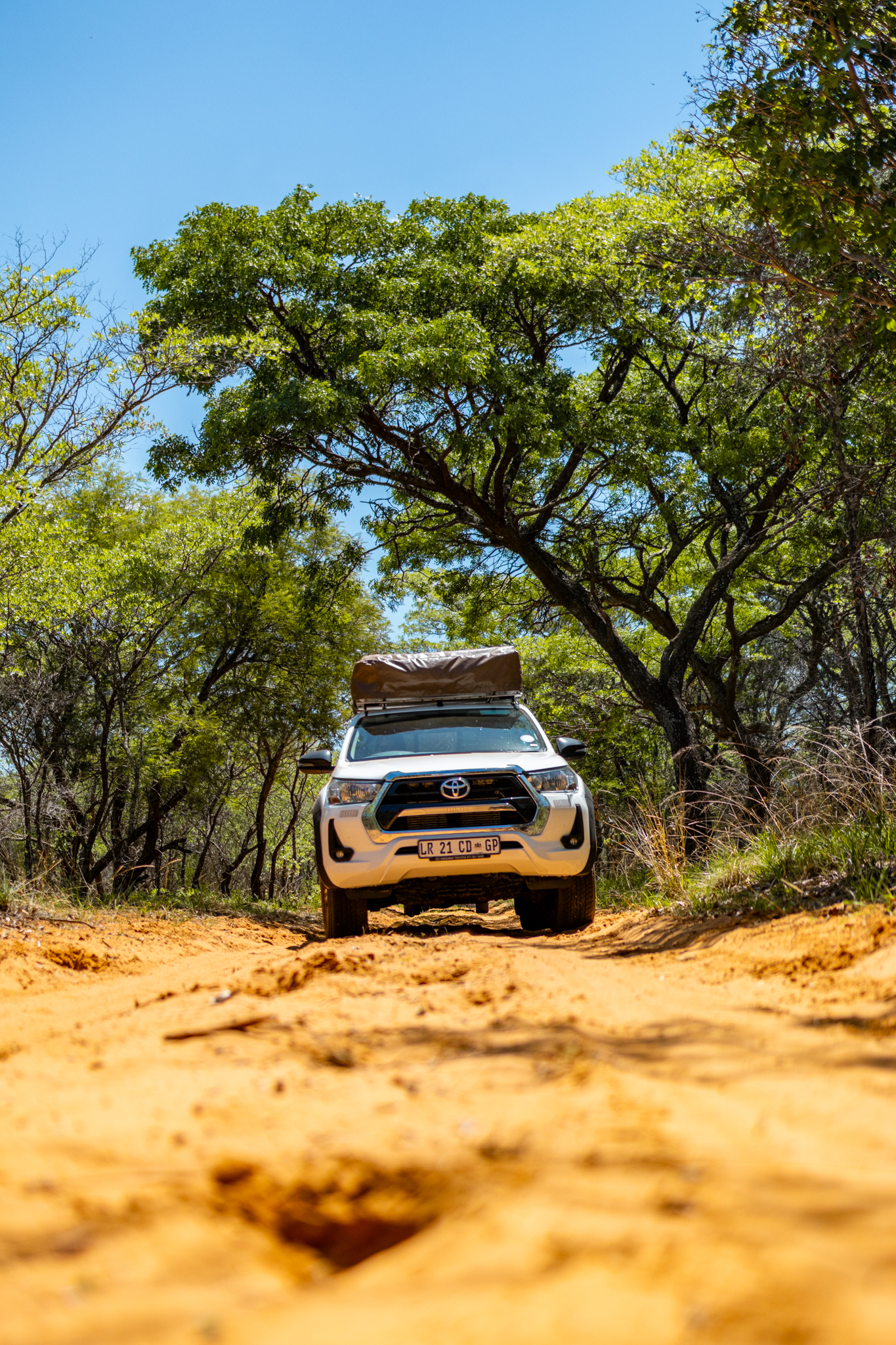 Toyota Hilux Double Cab on a bush track in Kruger National Park