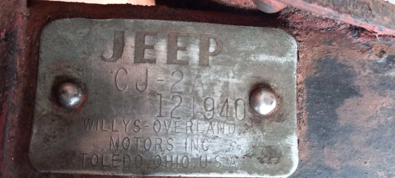Willys CJ-2A identity plate