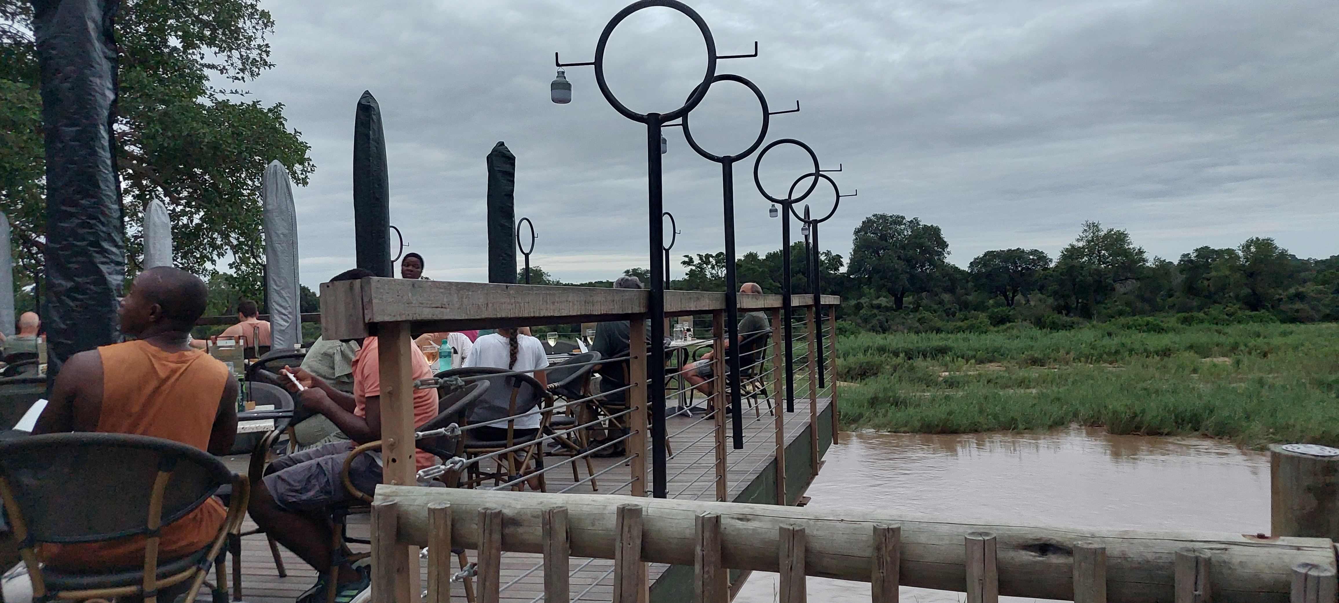 Riverside dining deck at a Kruger National Park rest camp